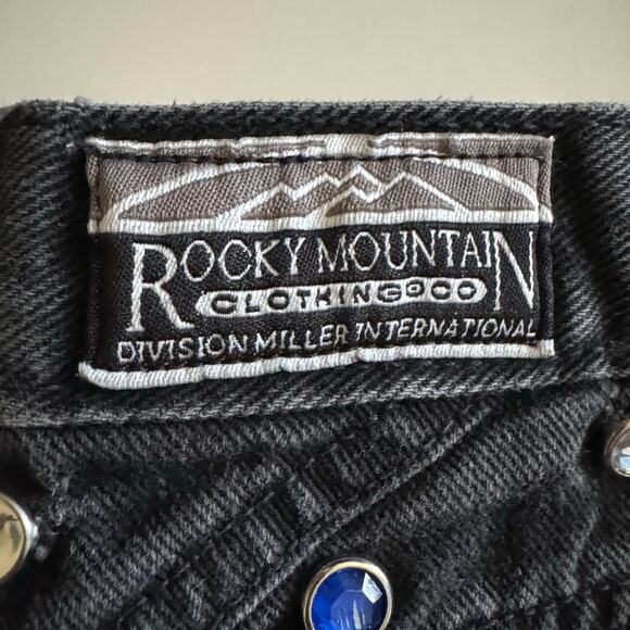 ROCKIES ROCKY MOUNTAIN Jeans 26 VTG Black Washed Bare Back Rhinestone Cowgirl - Picture 11 of 14